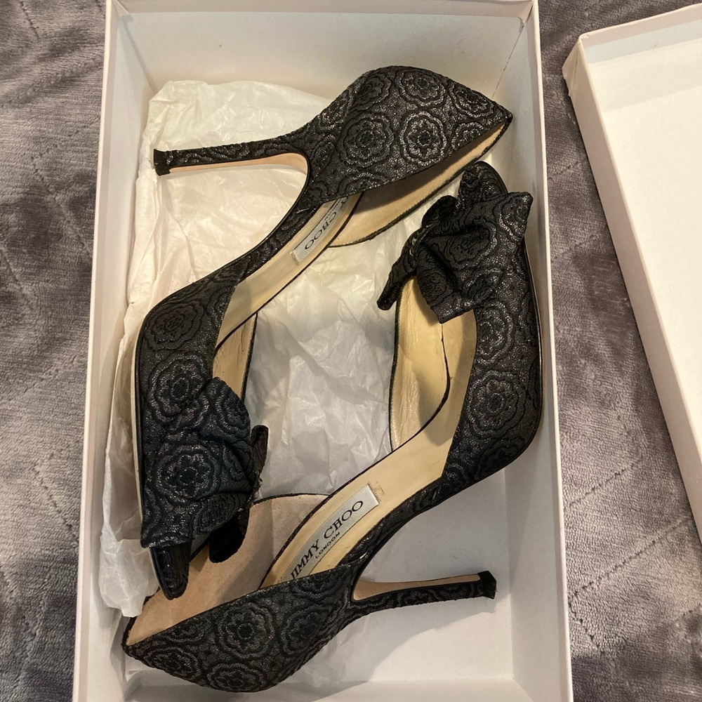 Jimmy Choo black fabric D’orsay pump-Sz 38.5